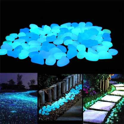 Garden Decor Luminous Stones Glow In Dark Decorative Pebbles Outdoor Fish Tank Decoration ( 100 Pcs )