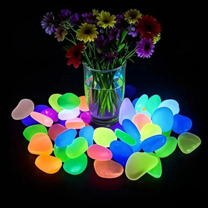 Garden Decor Luminous Stones Glow In Dark Decorative Pebbles Outdoor Fish Tank Decoration ( 100 Pcs )