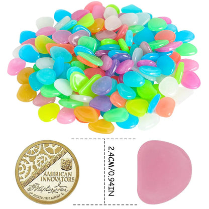 Garden Decor Luminous Stones Glow In Dark Decorative Pebbles Outdoor Fish Tank Decoration ( 100 Pcs )
